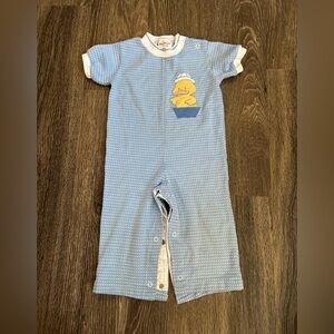 Vintage Health-Tex Baby Romper 24M Blue Duck Snap Playsuit Made in USA
